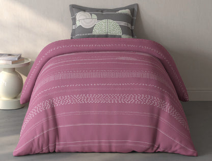 Spaces Fiora Dark Blush Geometric 100% Cotton Single Bedsheet with 1 Pillow Covers - 59 x 89 Inches