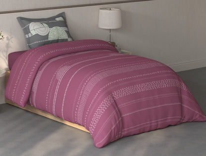 Spaces Fiora Dark Blush Geometric 100% Cotton Single Bedsheet with 1 Pillow Covers - 59 x 89 Inches