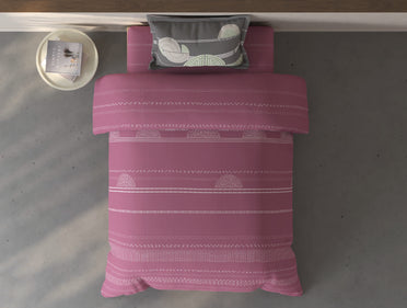 Spaces Fiora Dark Blush Geometric 100% Cotton Single Bedsheet with 1 Pillow Covers - 59 x 89 Inches