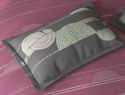Spaces Fiora Dark Blush Geometric 100% Cotton Single Bedsheet with 1 Pillow Covers - 59 x 89 Inches