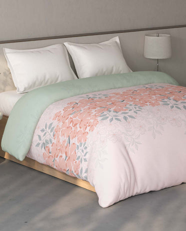 Spaces Fiora 100% Cotton Floral Light Pink Double Quilt - 88 x 106 Inches