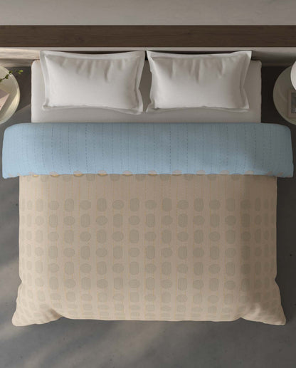 Spaces Fiora 100% Cotton Geometric Beige Double Quilt - 88 x 106 Inches
