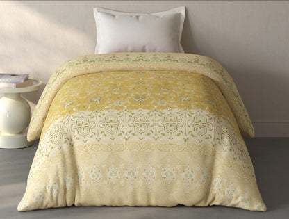 Spaces Fiora Light Yellow Ornate 100% Cotton Single Quilt Blanket - 59 x 85 Inches