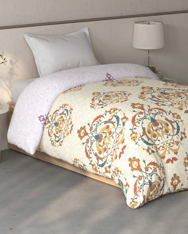 Spaces Fiora Cream Ornate 100% Cotton 144 TC Single Quilt Blanket - 59 x 85 Inches