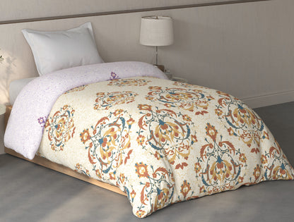 Spaces Fiora Cream Ornate 100% Cotton 144 TC Single Quilt Blanket - 59 x 85 Inches