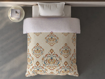 Spaces Fiora Light Yellow Ornate 100% Cotton Single Quilt Blanket - 59 x 85 Inches