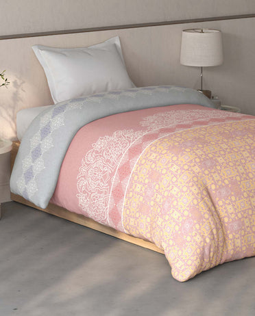 Spaces Fiora Blush Ornate 100% Cotton 144 TC Single Quilt Blanket - 59 x 85 Inches