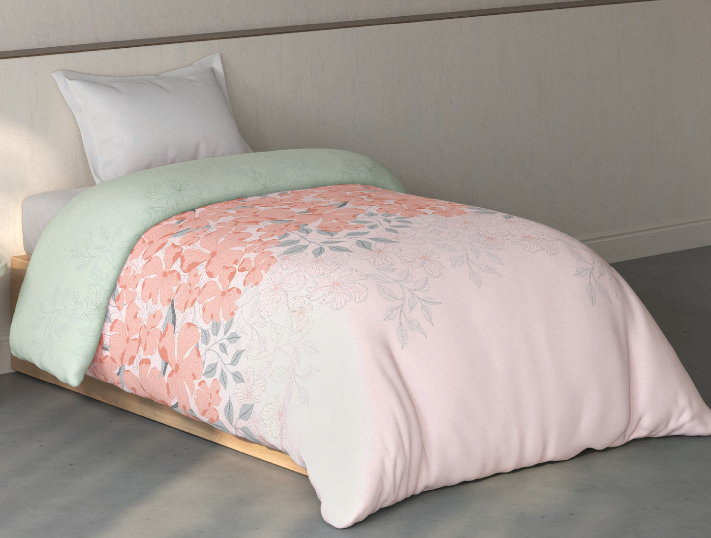 Spaces Fiora Light Pink Ornate 100% Cotton 144 TC Single Quilt Blanket - 59 x 85 Inches