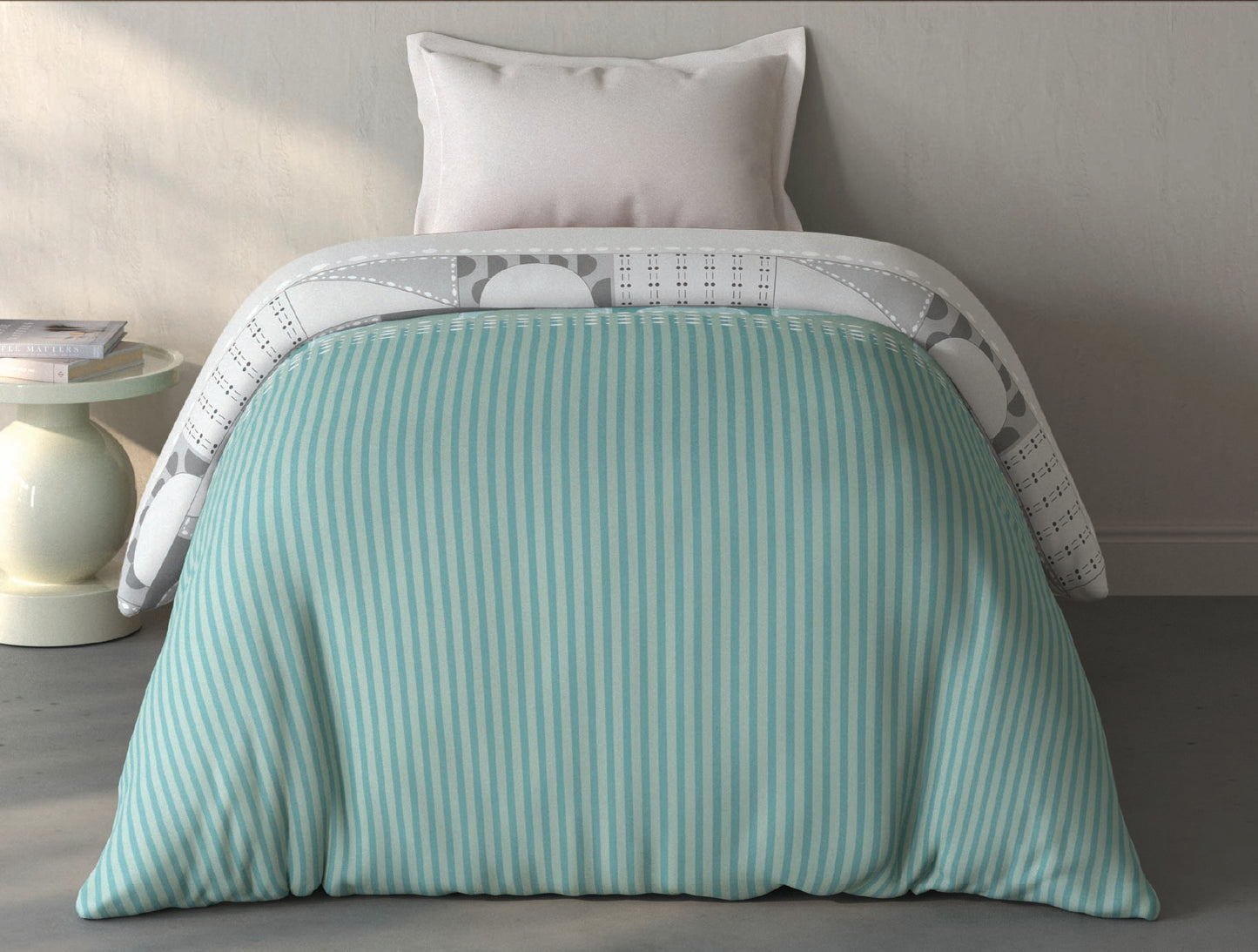 Spaces Fiora Light Green Ornate 100% Cotton 144 TC Single Quilt Blanket - 59 x 85 Inches