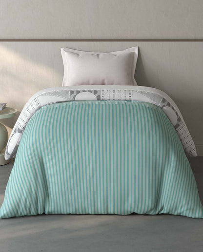 Spaces Fiora Light Green Ornate 100% Cotton 144 TC Single Quilt Blanket - 59 x 85 Inches