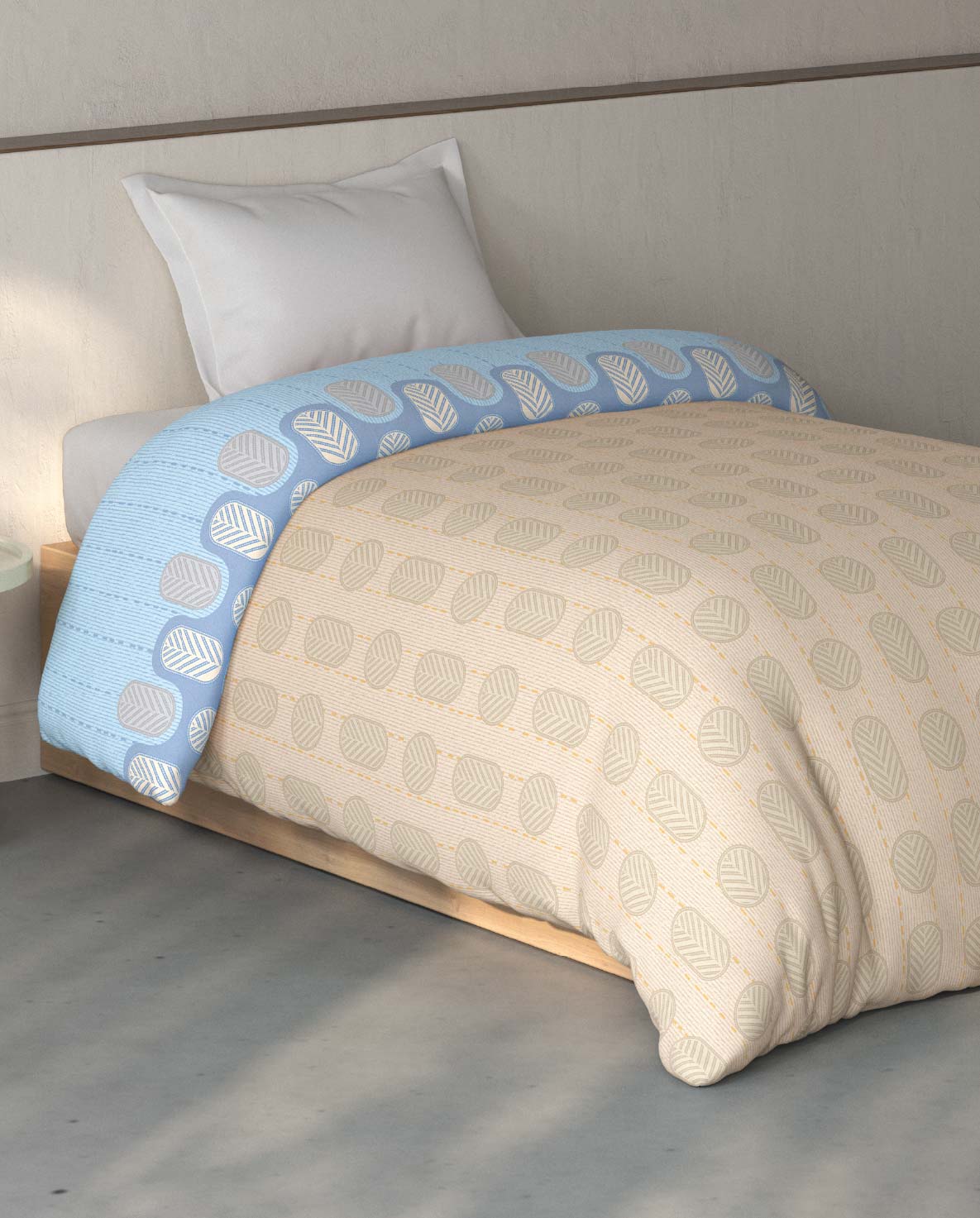 Spaces Fiora Beige Ornate 100% Cotton 144 TC Single Quilt Blanket - 59 x 85 Inches