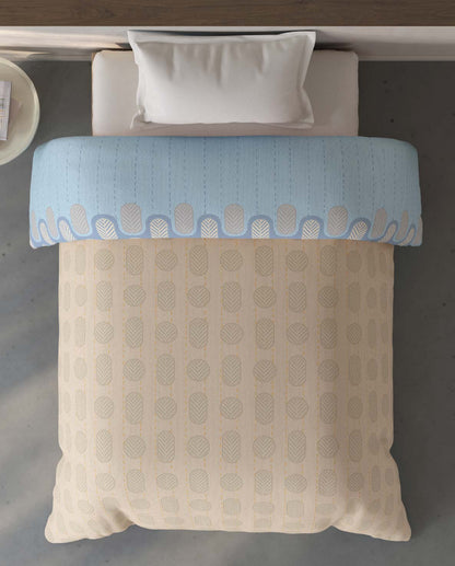 Spaces Fiora Beige Ornate 100% Cotton 144 TC Single Quilt Blanket - 59 x 85 Inches