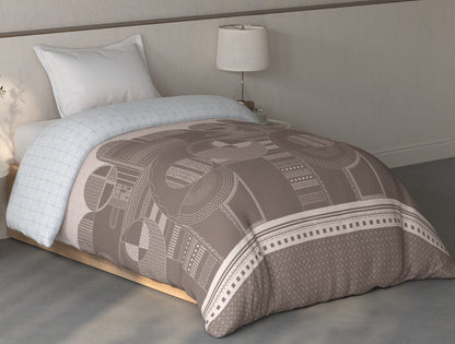 Spaces Fiora Light Taupe Ornate 100% Cotton 144 TC Single Quilt Blanket - 59 x 85 Inches