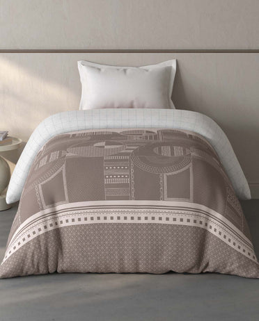 Spaces Fiora Light Taupe Ornate 100% Cotton 144 TC Single Quilt Blanket - 59 x 85 Inches