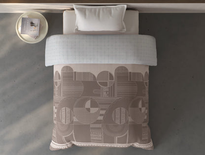 Spaces Fiora Light Taupe Ornate 100% Cotton 144 TC Single Quilt Blanket - 59 x 85 Inches