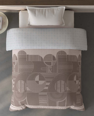 Spaces Fiora Light Taupe Ornate 100% Cotton 144 TC Single Quilt Blanket - 59 x 85 Inches