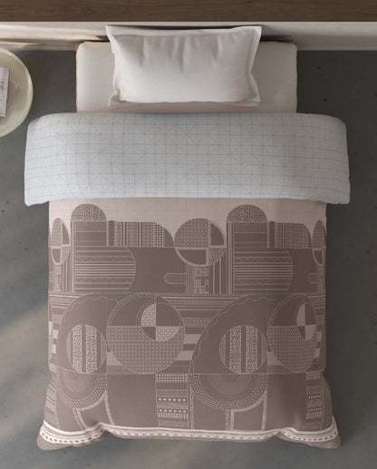Spaces Fiora Light Taupe Ornate 100% Cotton 144 TC Single Quilt Blanket - 59 x 85 Inches