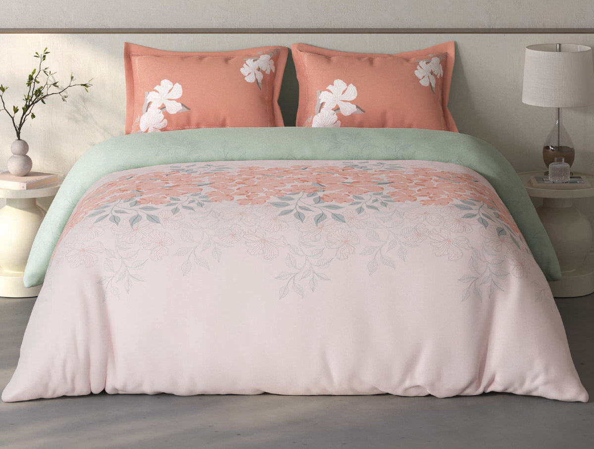 Spaces Fiora Light Pink Floral 100% Cotton Bedding Set - 108 x 108 Inches