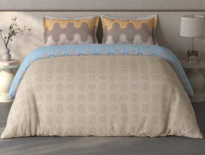 Spaces Fiora Beige Geometric 100% Cotton Bedding Set - 108 x 108 Inches