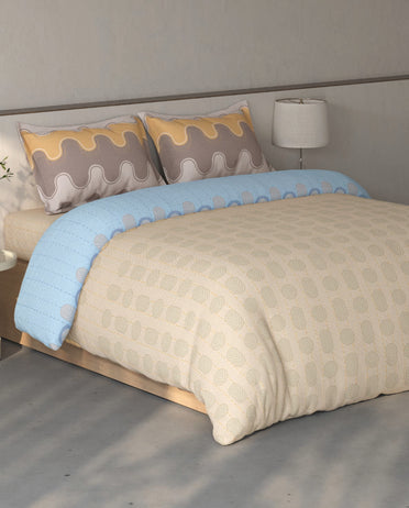 Spaces Fiora Beige Geometric 100% Cotton Bedding Set - 108 x 108 Inches