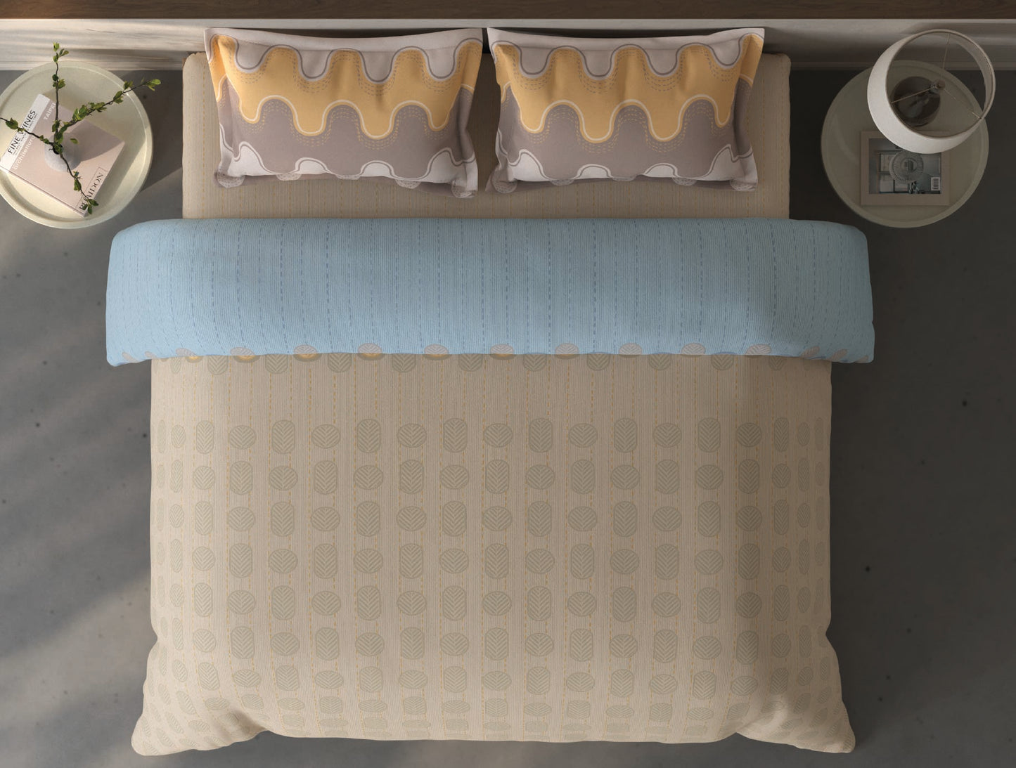 Spaces Fiora Beige Geometric 100% Cotton Bedding Set - 108 x 108 Inches