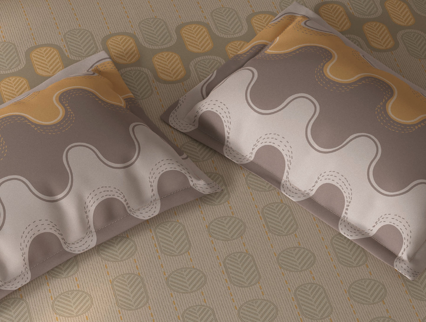 Spaces Fiora Beige Geometric 100% Cotton Bedding Set - 108 x 108 Inches