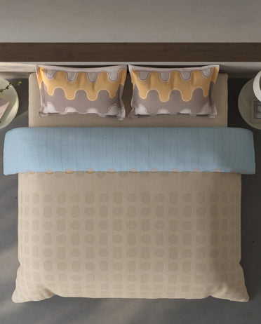 Spaces Fiora Beige Geometric 100% Cotton Bedding Set - 108 x 108 Inches