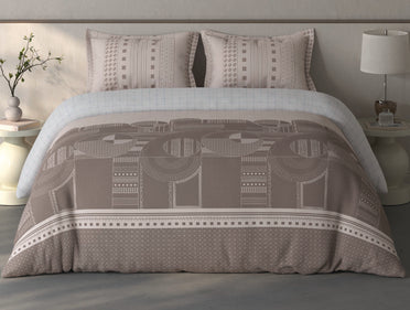 Spaces Fiora Light Taupe Geometric 100% Cotton Bedding Set - 108 x 108 Inches