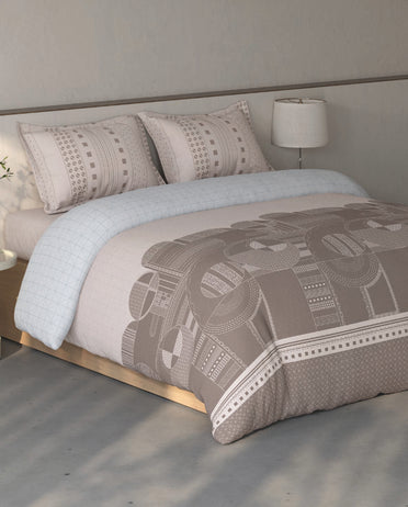 Spaces Fiora Light Taupe Geometric 100% Cotton Bedding Set - 108 x 108 Inches