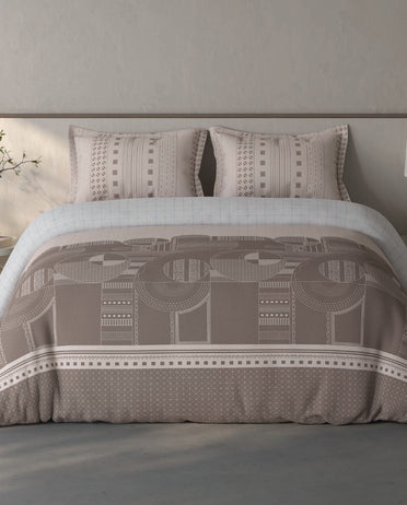 Spaces Fiora Light Taupe Geometric 100% Cotton Bedding Set - 108 x 108 Inches
