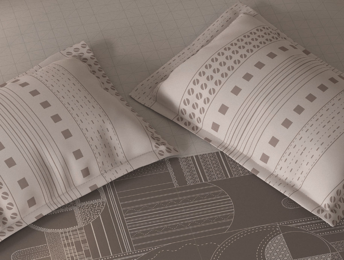 Spaces Fiora Light Taupe Geometric 100% Cotton Bedding Set - 108 x 108 Inches
