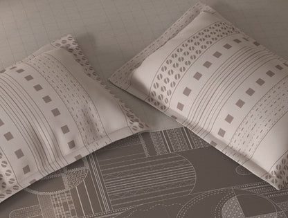 Spaces Fiora Light Taupe Geometric 100% Cotton Bedding Set - 108 x 108 Inches