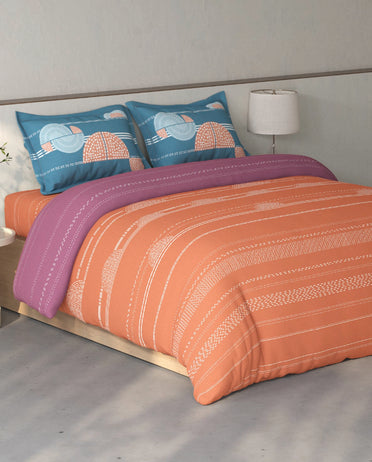 Spaces Fiora Rust Geometric 100% Cotton Bedding Set - 108 x 108 Inches