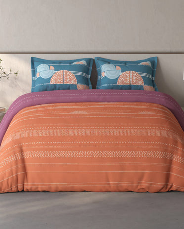 Spaces Fiora Rust Geometric 100% Cotton Bedding Set - 108 x 108 Inches