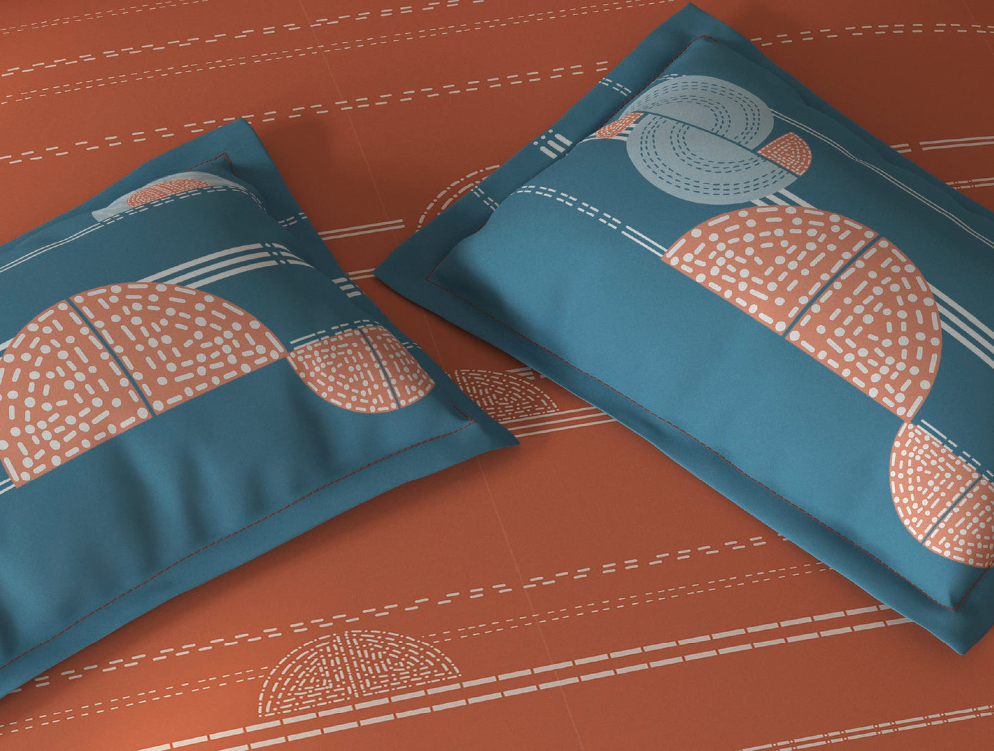 Spaces Fiora Rust Geometric 100% Cotton Bedding Set - 108 x 108 Inches