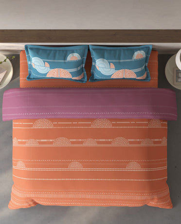 Spaces Fiora Rust Geometric 100% Cotton Bedding Set - 108 x 108 Inches
