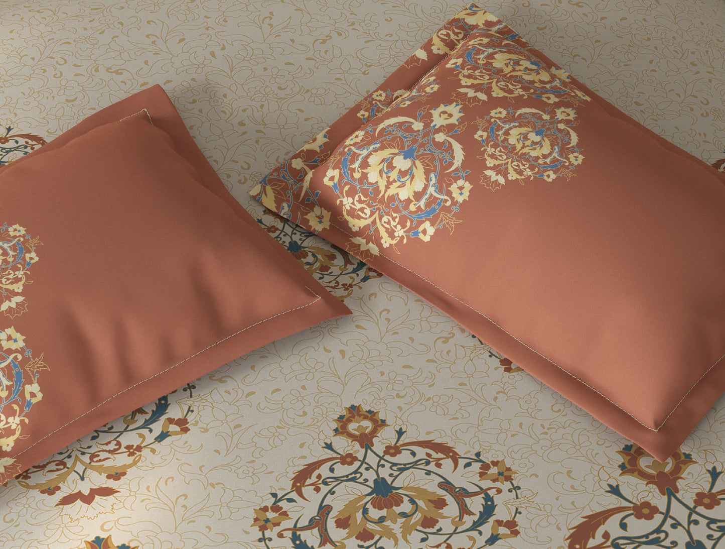 Spaces Fiora Cream Ornate 100% Cotton Double Duvet Cover - 88 x 106 Inches