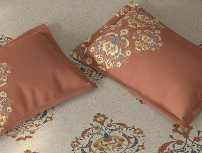 Spaces Fiora Cream Ornate 100% Cotton Double Duvet Cover - 88 x 106 Inches