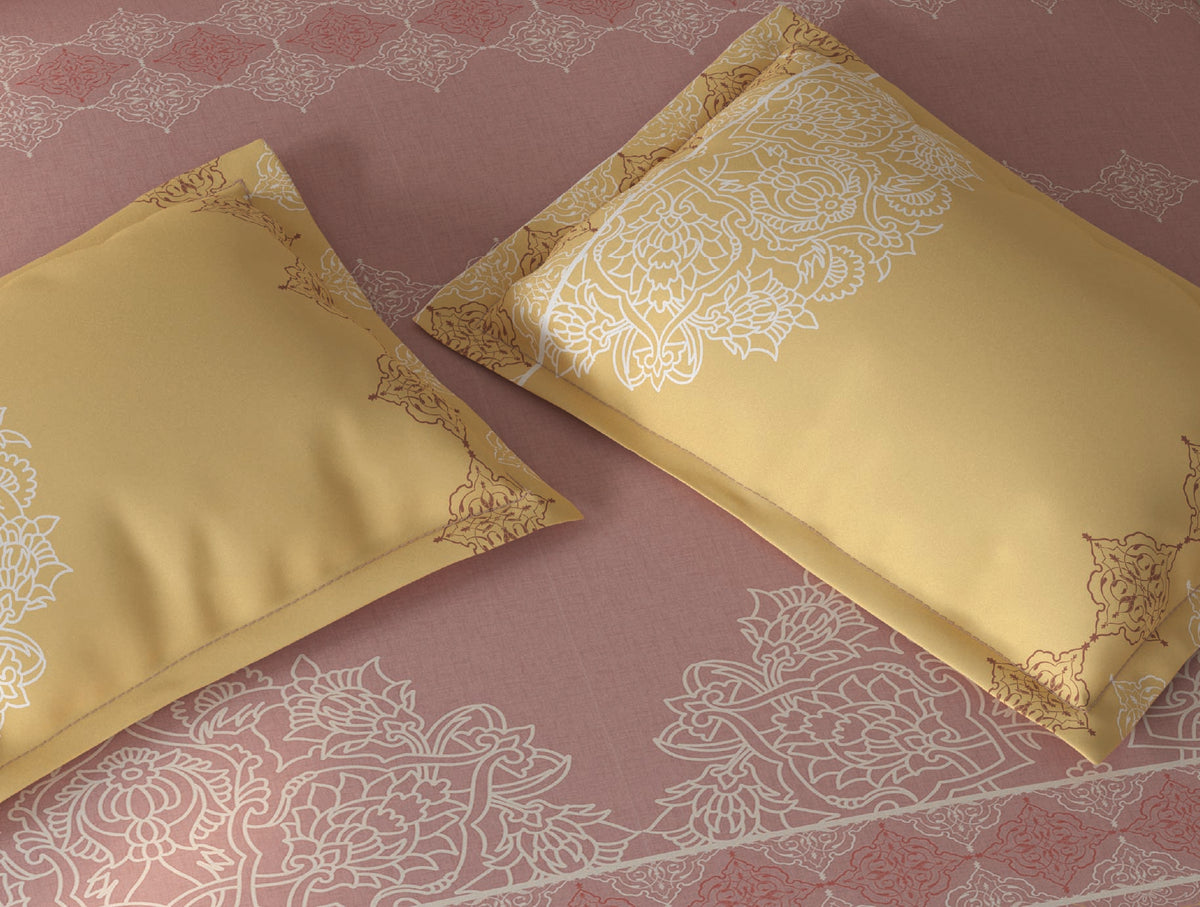 Spaces Fiora Blush Ornate 100% Cotton Double Duvet Cover - 88 x 106 Inches