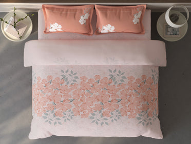 Spaces Fiora Light Pink Floral 100% Cotton Double Duvet Cover - 88 x 106 Inches