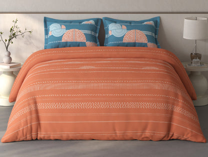 Spaces Fiora Rust Geometric 100% Cotton Double Duvet Cover - 88 x 106 Inches