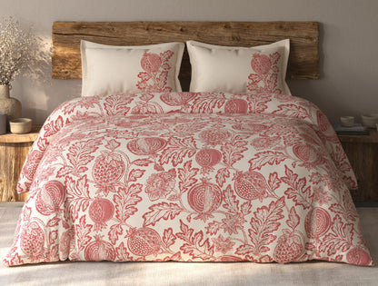 Spaces Organic Cotton Dark Red Floral Large Bedsheet with 2 Pillow Covers - 108 x 108 Inches