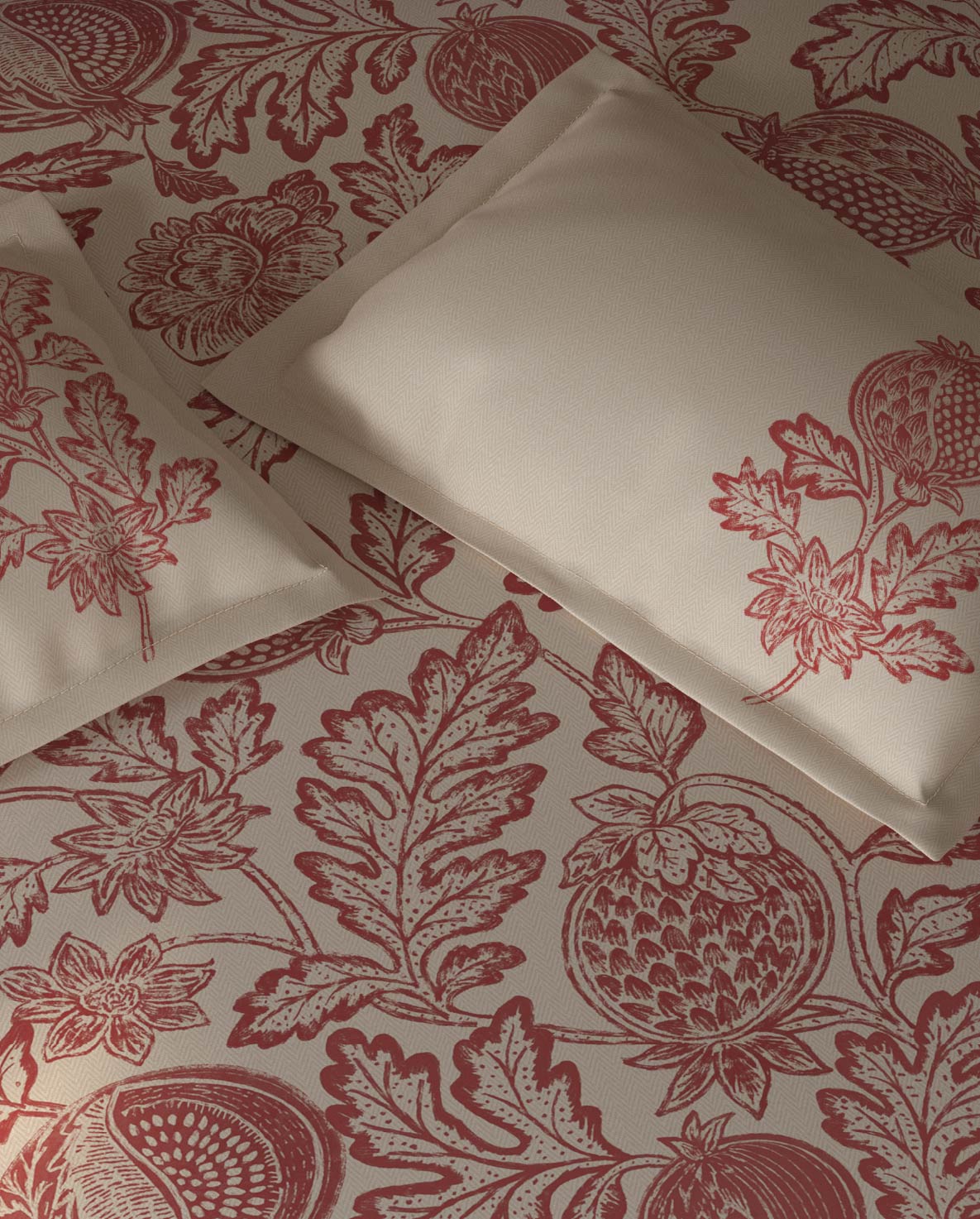 Spaces Organic Cotton Dark Red Floral Large Bedsheet with 2 Pillow Covers - 108 x 108 Inches
