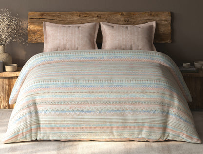 Spaces Organic Cotton Blush Geometric Large Bedsheet with 2 Pillow Covers - 108 x 108 Inches