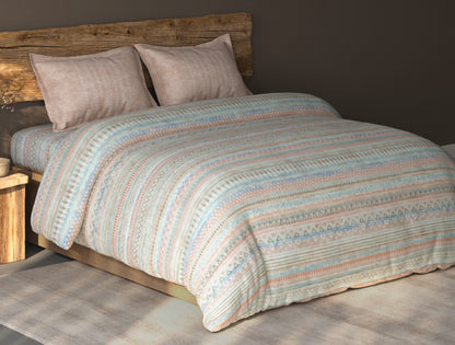Spaces Organic Cotton Blush Geometric Large Bedsheet with 2 Pillow Covers - 108 x 108 Inches