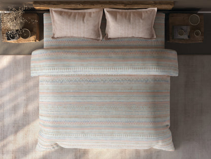 Spaces Organic Cotton Blush Geometric Large Bedsheet with 2 Pillow Covers - 108 x 108 Inches