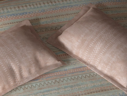 Spaces Organic Cotton Blush Geometric Large Bedsheet with 2 Pillow Covers - 108 x 108 Inches