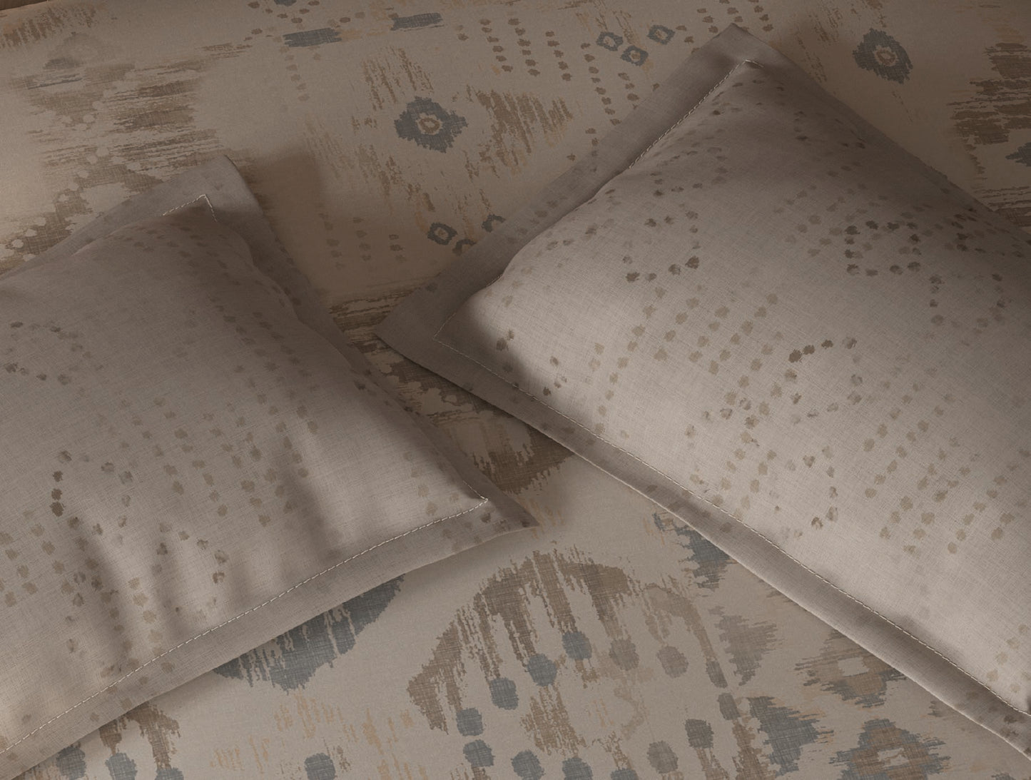Spaces Organic Cotton Cream Ornate Large Bedsheet with 2 Pillow Covers - 108 x 108 Inches