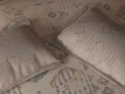 Spaces Organic Cotton Cream Ornate Large Bedsheet with 2 Pillow Covers - 108 x 108 Inches