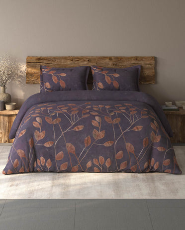 Spaces Organic Cotton Light Violet Floral Large Bedsheet with 2 Pillow Covers - 108 x 108 Inches